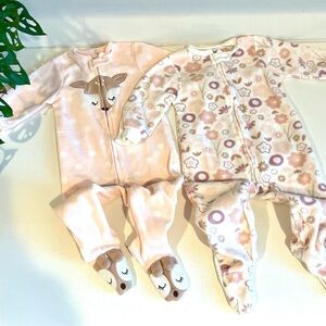 Chickpea Pajamas 12M Fleece Sleeper Bundle | 2 Cozy Footed Sleepers